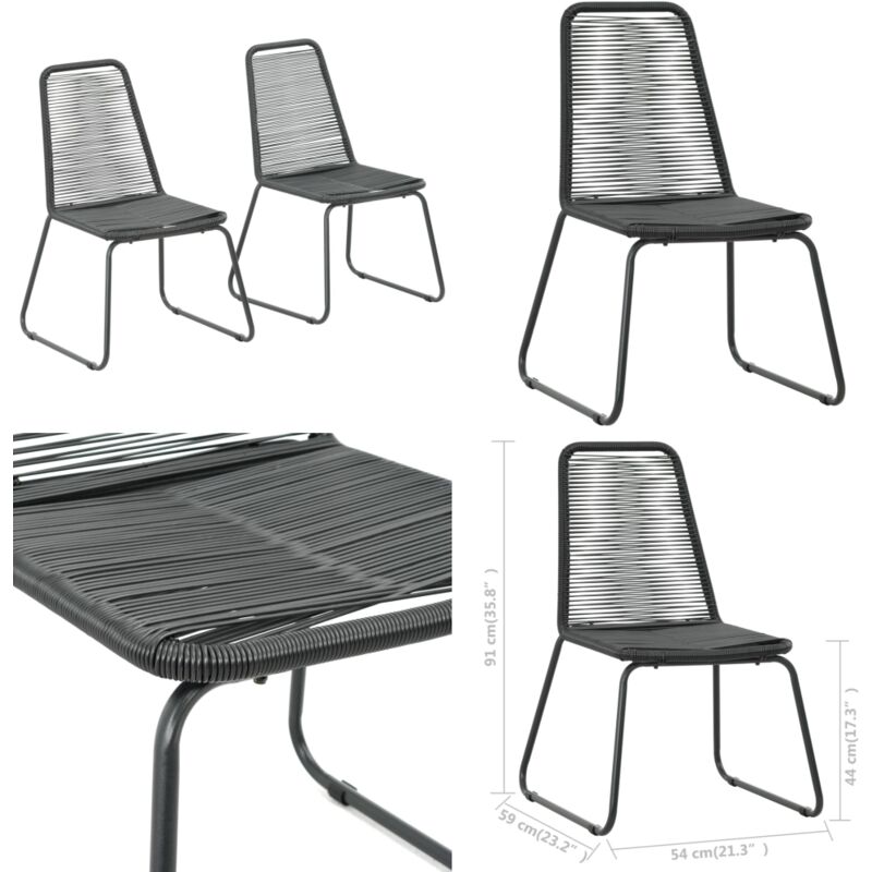 Vidaxl - Chaises d'extérieur lot de 2 Résine tressée Noir - Chaise De Jardin - Meubles De Jardin - Résine Tressée - Chaise Extérieure - Set De