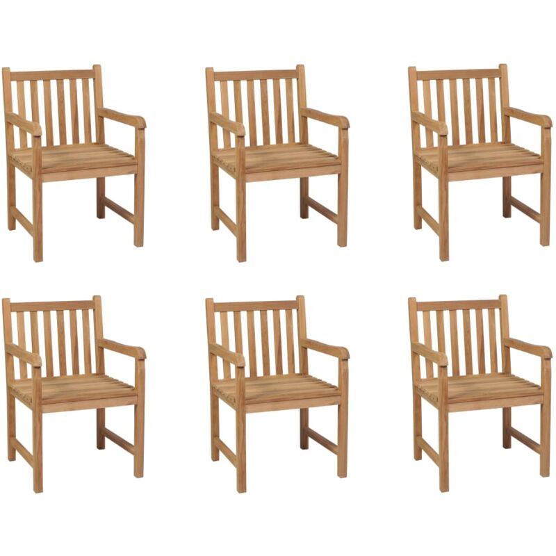 Chaises d'extérieur 6 pcs Bois de teck solide