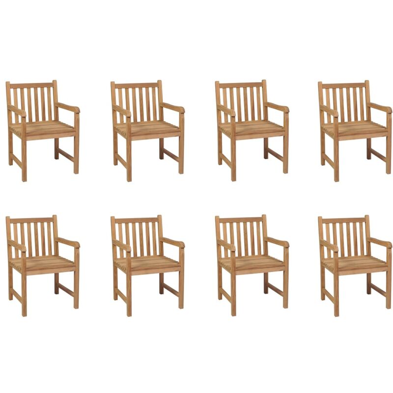 Chaises d'extérieur 8 pcs Bois de teck solide