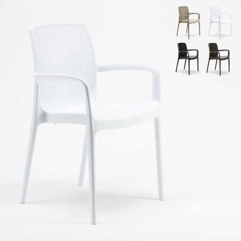 18 Chaises de Jardin accoudoirs Poly-rotin Boheme Grand Soleil | Blanc