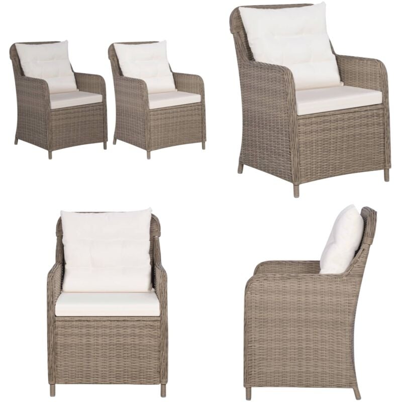 Chaises d'extérieur et coussins lot de 2 Résine tressée Marron - Chaise De Jardin - Chaise Extérieure - Mobilier De Jardin - Fauteuil Extérieur - Set