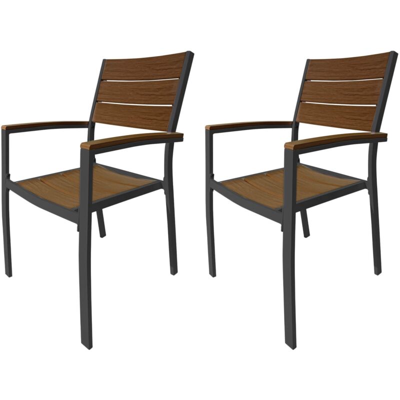Mobili Rebecca - Chaises d'extérieur Rebecca Mobili Calden 89,5x56x60,5 Aluminium Polywood Gris foncé Marron Moderne ensemble 2 pièces à monter