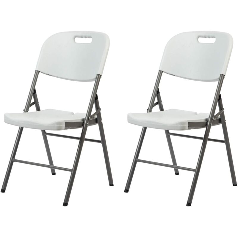 Mobili Rebecca - Chaises d'Extérieur Rebecca Mobili Quiver 88x45x50 Plastique Acier Blanc Gris Moderne set 2 pièces Assemblé