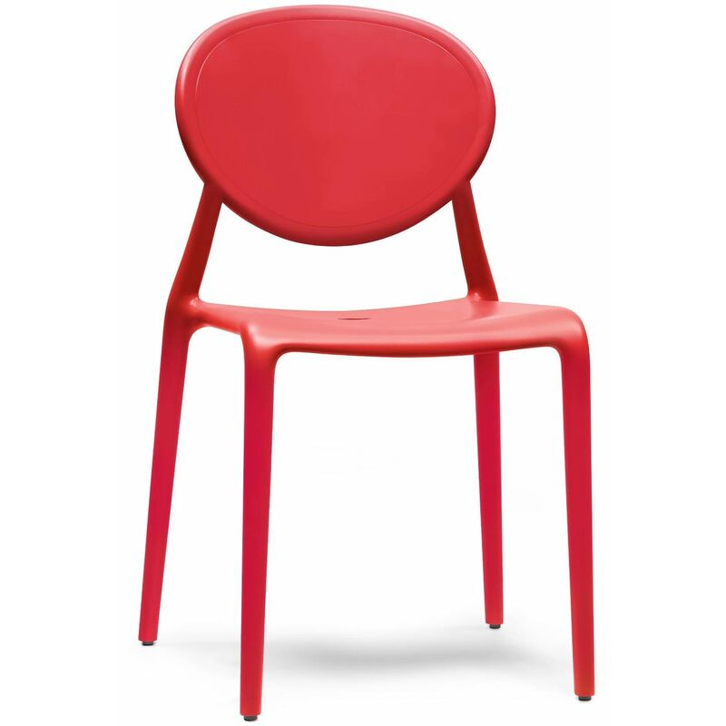 6 Chaises design gio - Lot de 6 - intérieur et extérieur - Rouge