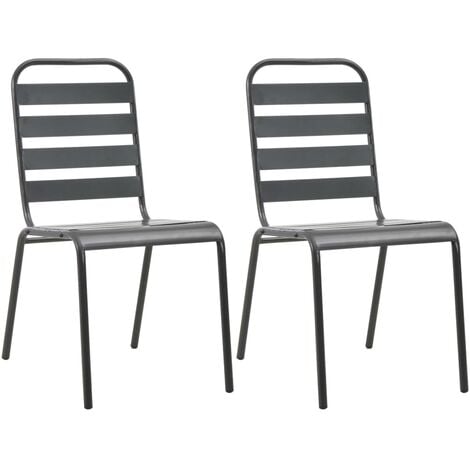 Chaises empilables de d'extérieur lot de 2 Acier Gris vidaXL