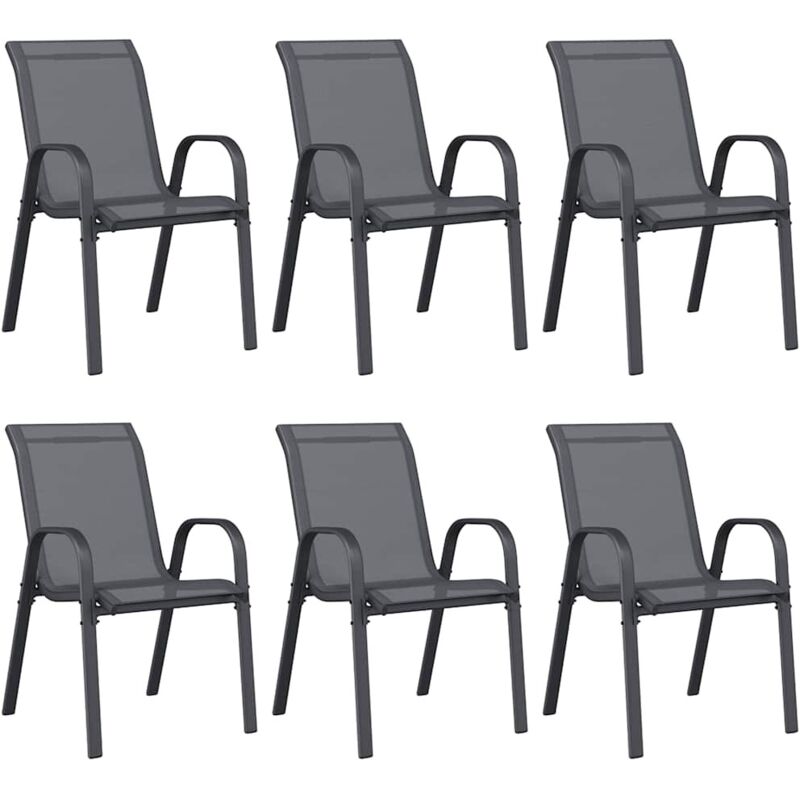 Vidaxl - Chaises empilables de jardin 6 pcs Gris Tissu textilène
