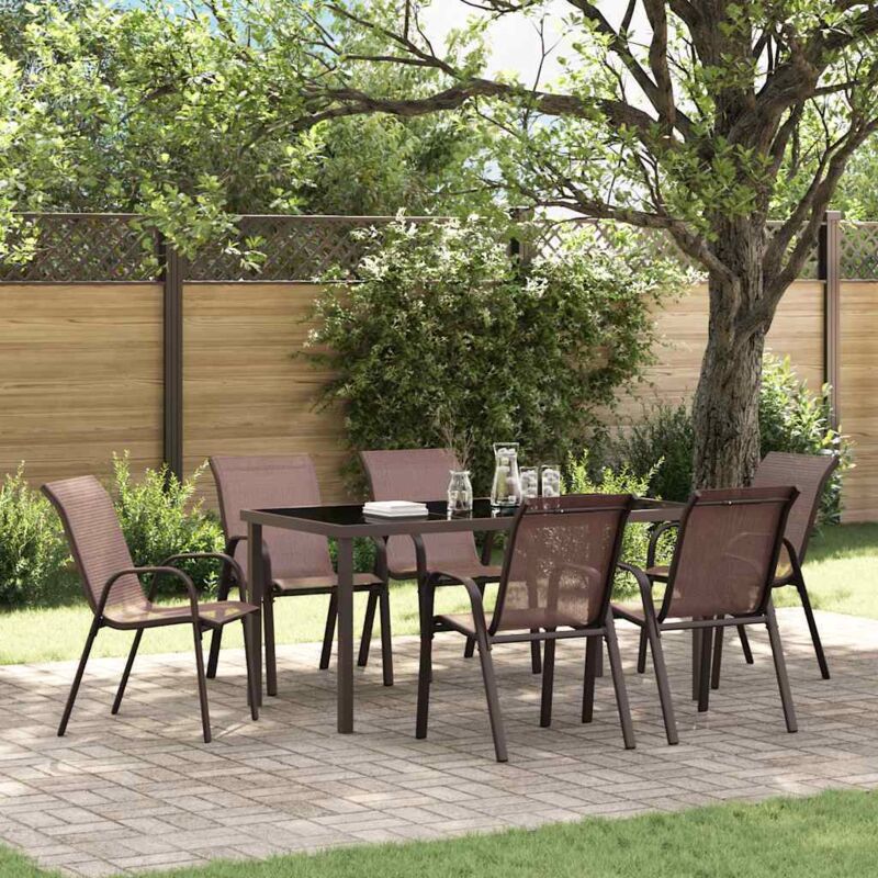 Torana - Chaises empilables de lot de 6 Marron Tissu textilène