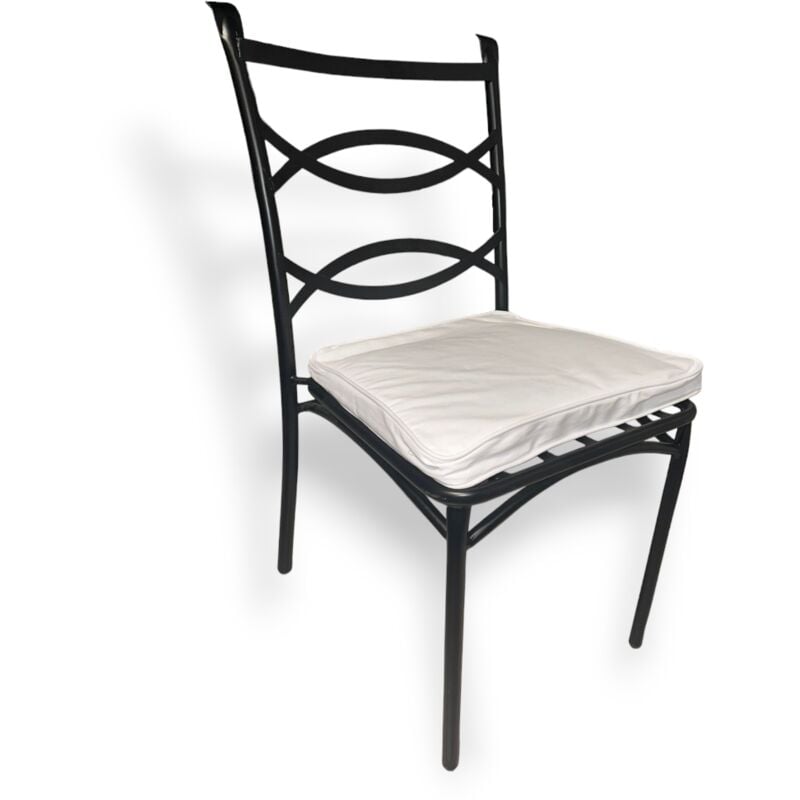 Chaises en acier noir Liberty avec oreiller d'ameublement extérieur ou interne