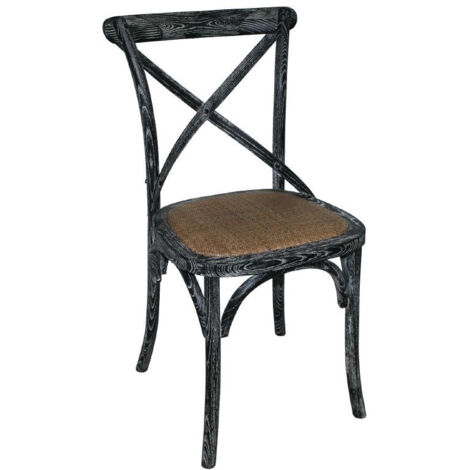 Chaises en Bois Noir Patiné avec Dossier Croisé - Lot de 2 - Bolero