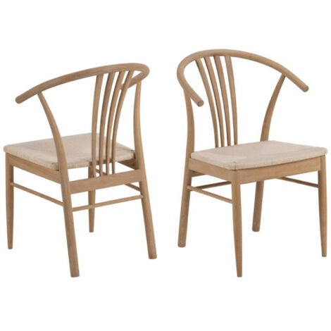 Chaises en chêne blanchi et assises tressées (lot de 2) - ASTA