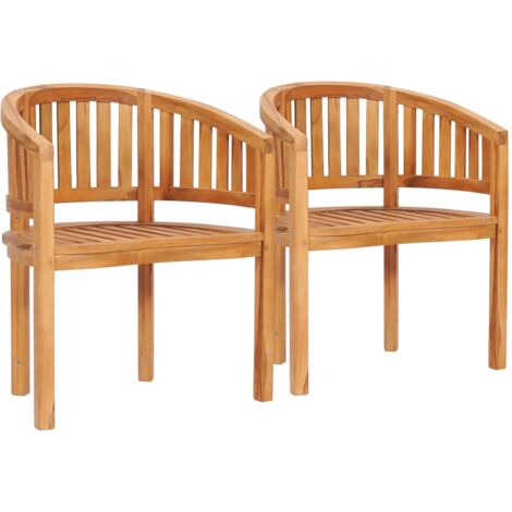 vidaXL 1/2x Bois de Teck Solide Chaises en Forme de Banane Jardin Extérieur