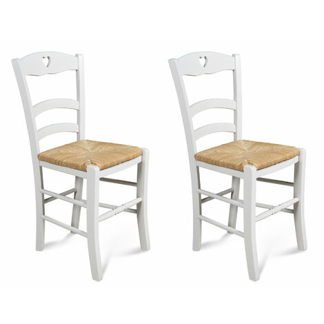 HELLIN Chaises en hêtre coloris Blanc (lot de 2) - SILVA - blanc