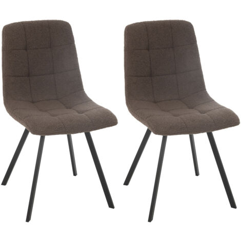 Chaises en métal noir et tissu bouclette (lot de 2) - OLIVIA
