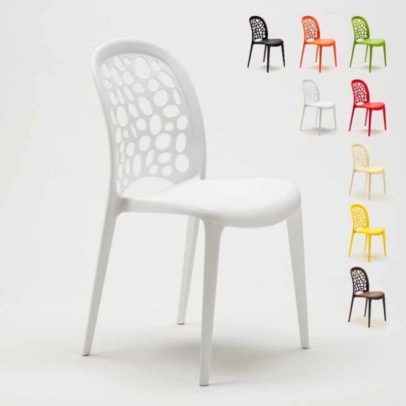 Lot de Chaises empilables de restaurant bars Holes Messina 20 Pièces | Blanc