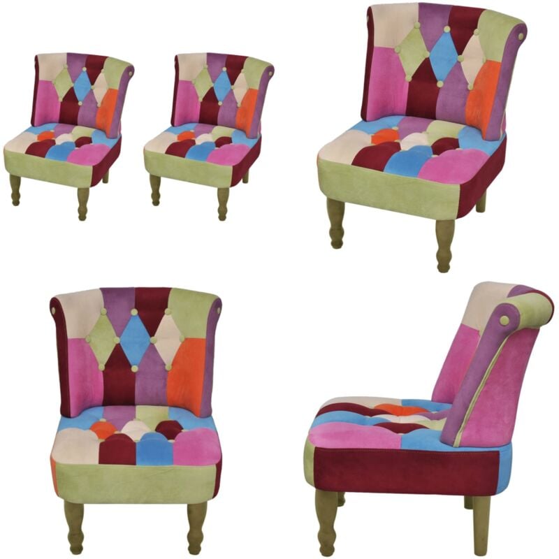 Vidaxl - Chaises en style français lot de 2 avec design patchwork tissu - Fauteuil Français - Fauteuil Patchwork - Chaise Française - Meuble Déco