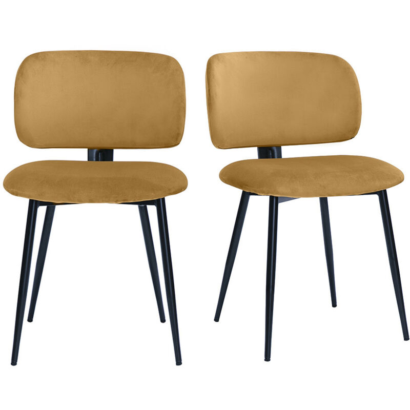 Miliboo - Chaises en tissu velours bronze et métal noir (lot de 2) atrium Miliboo - Chaises en tissu velours bronze et métal noir (lot de 2) atrium