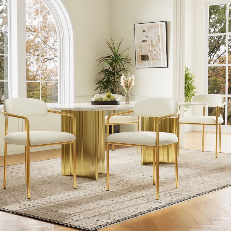 Chaises en velours de haute qualité (2 pièces), chaise de salle à manger, chaise de coiffeuse, chaise de style moderne, pieds en fer plaqué or,