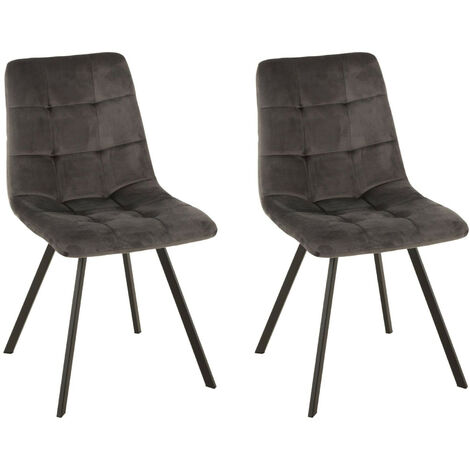 Chaises en velours peau de pêche et en métal (lot de 2) - OLIVIA