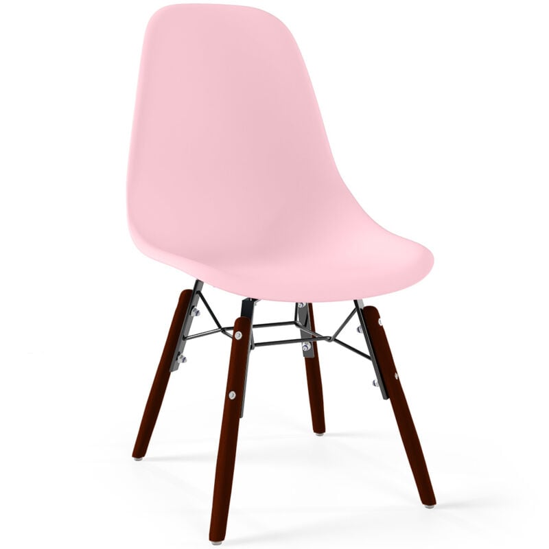 Chaise Enfant - Design Scandinave - Pieds en Bois Foncé - Skögur Rose