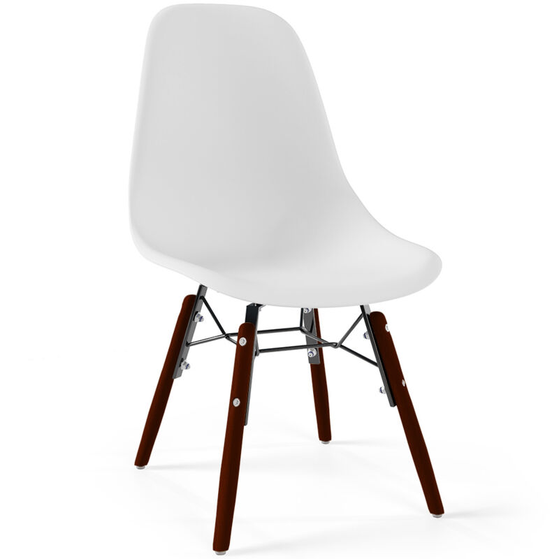 Chaise Enfant - Design Scandinave - Pieds en Bois Foncé - Skögur Blanc