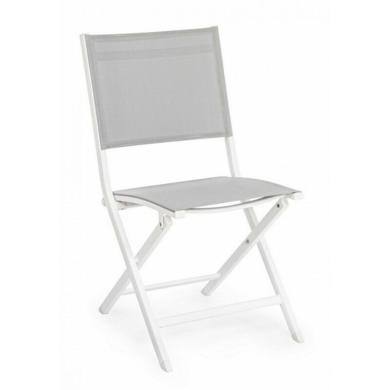 Chaise d'extérieur en aluminium Blanc Gris elin 47x57x h88 cm
