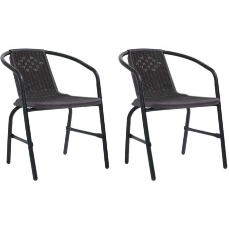 Chaises/Fauteuils de jardin 2 pcs Plastique Rotin et acier 110 kg -TF50447