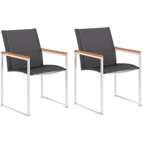 Chaises/Fauteuils de jardin 2 pcs Textilène et acier inoxydable Gris -TF33865