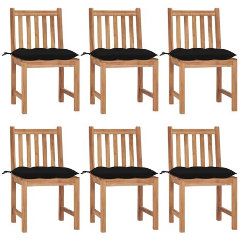 Chaises/Fauteuils de jardin 6 pcs avec coussins Bois de teck massif -TF95331