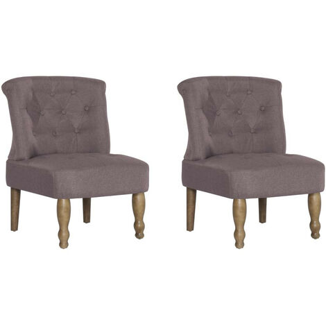 Chaises françaises 2 pcs Taupe Tissu Krapy - Lot de 2