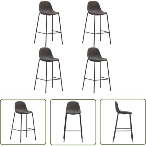 Chaises haute de bar tissu gris foncé et noir Skoza - Lot de 2