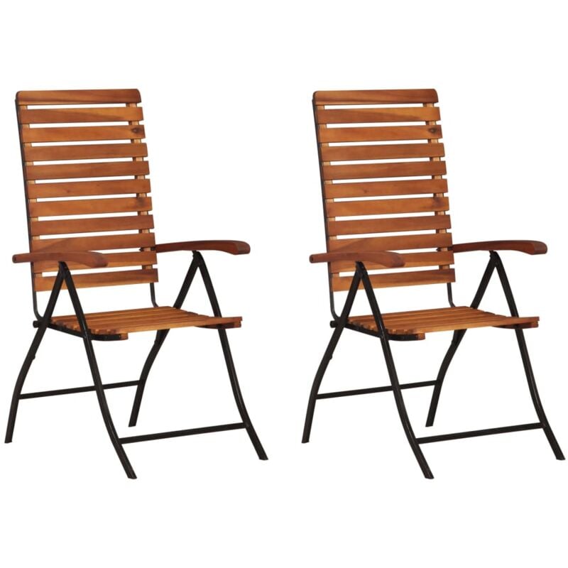 Chaises inclinables de jardin lot de 2 Bois solide d'acacia Vidaxl