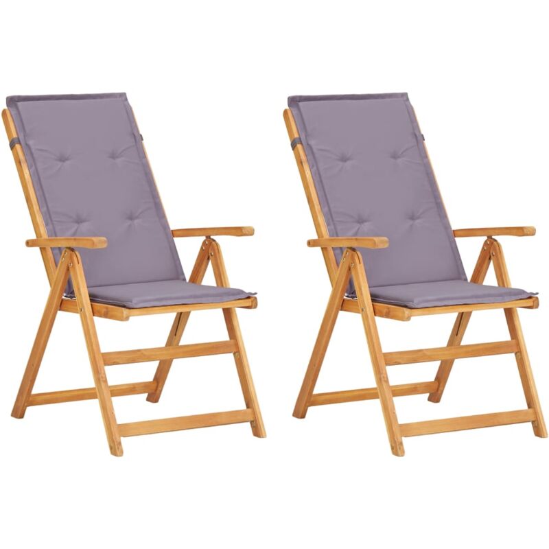 Chaises inclinables de jardin lot de 2 Bois solide d'acacia Vidaxl