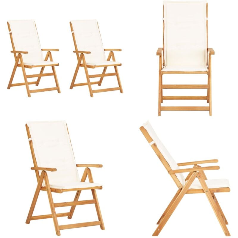 Chaises inclinables de jardin lot de 2 Bois solide d'acacia - Chaise De Jardin - Fauteuil De Jardin - Mobilier De Jardin - Acacia - Chaise Inclinable