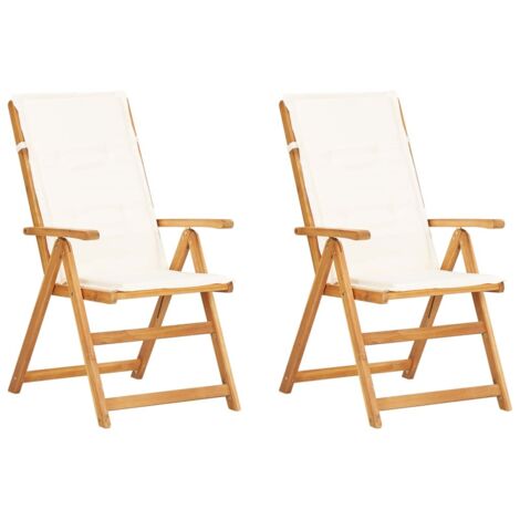 2 Chaises Inclinables De Jardin VidaXL - Pliables Et Réglables - Blanc - PP