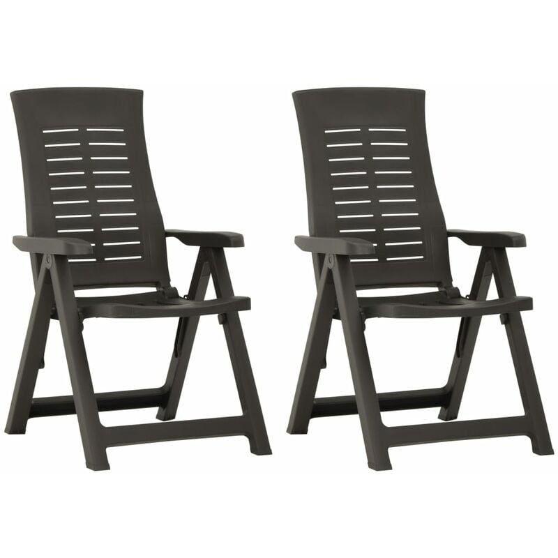 Chaises inclinables de jardin lot de 2 Plastique Anthracite vidaXL
