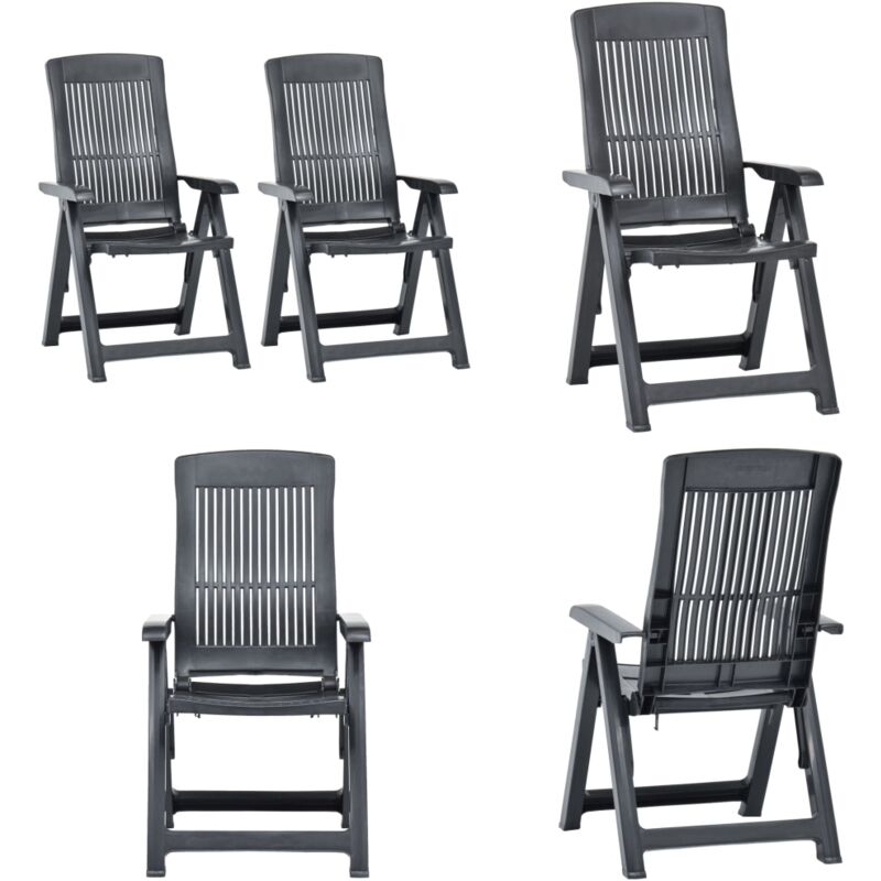 Vidaxl - Chaises inclinables de jardin lot de 2 Plastique Anthracite - Chaise De Jardin - Chaise Inclinable - Mobilier De Jardin - Meubles De