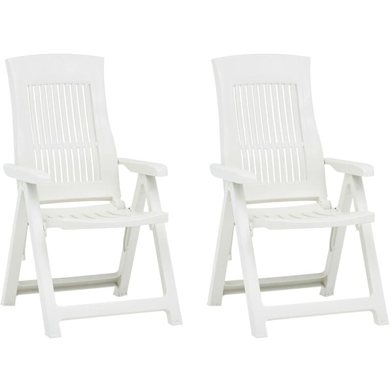 Chaises inclinables de jardin 2 pcs Plastique Blanc Chaises inclinables de jardin 2 pcs Plastique Blanc