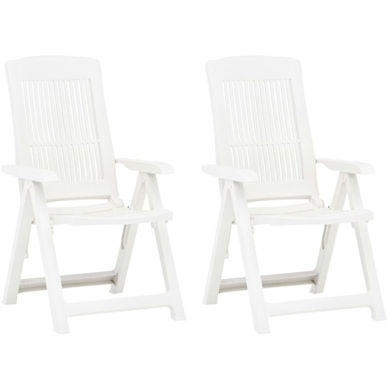 Chaises inclinables de jardin 2 pcs Plastique Blanc