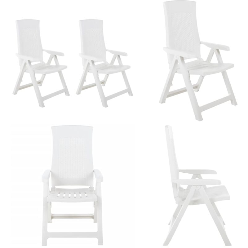 Chaises inclinables de jardin lot de 2 Plastique Blanc - Chaise De Jardin - Chaise Inclinable - Mobilier De Jardin - Meubles De Terrasse - Fauteuil