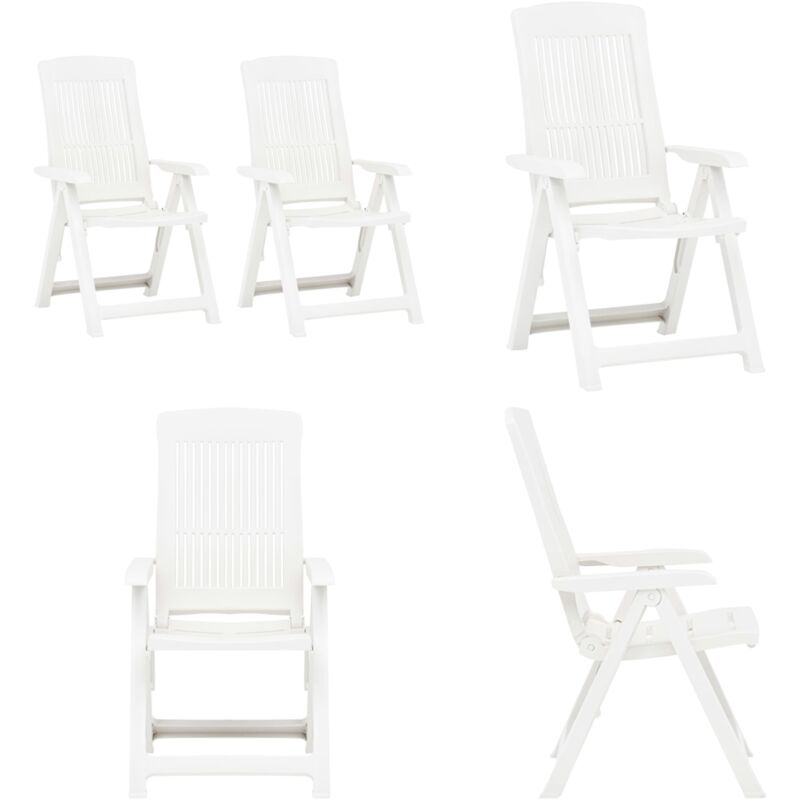 Chaises inclinables de jardin lot de 2 Plastique Blanc - Chaise De Jardin - Chaise Pliante - Mobilier De Jardin - Fauteuil De Jardin - Terrasse