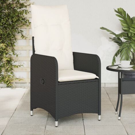 Chaises inclinables de jardin-Chaise de terrasse-Chaise d'extérieur lot de 2 et coussins noir rotin 317692