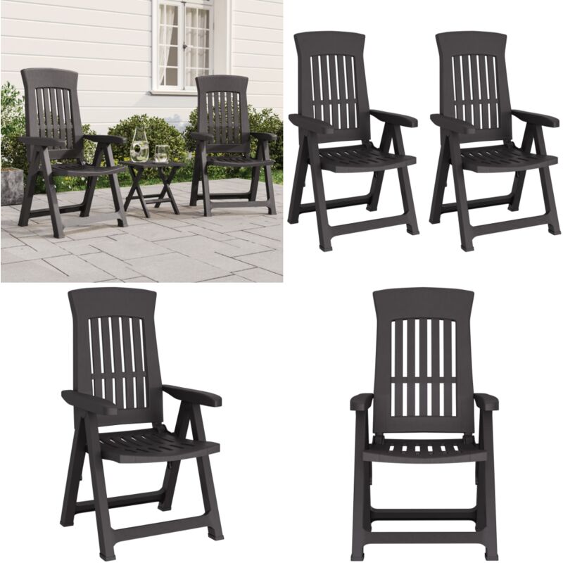 Chaises inclinables de jardin lot de 2 anthracite PP - Chaise De Jardin - Chaise Inclinable - Fauteuil De Jardin - Mobilier De Jardin - Fauteuil