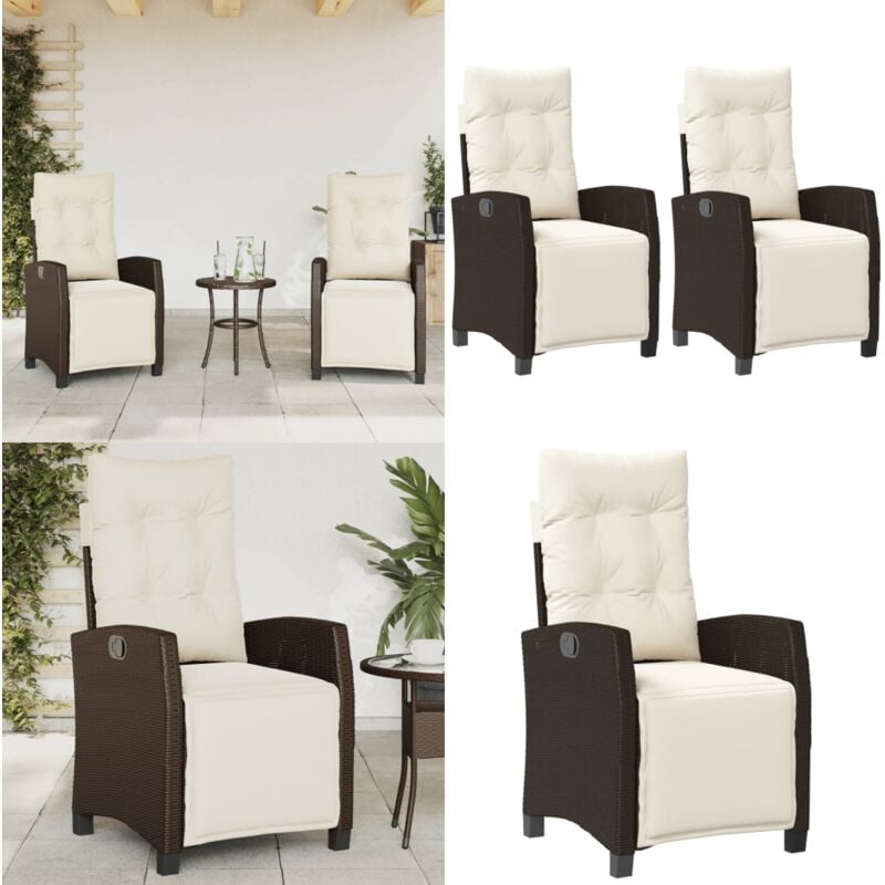 Chaises inclinables de jardin lot de 2 avec repose-pied rotin - Chaise De Jardin Inclinable - Fauteuil De Jardin - Mobilier De Jardin - Chaise Patio