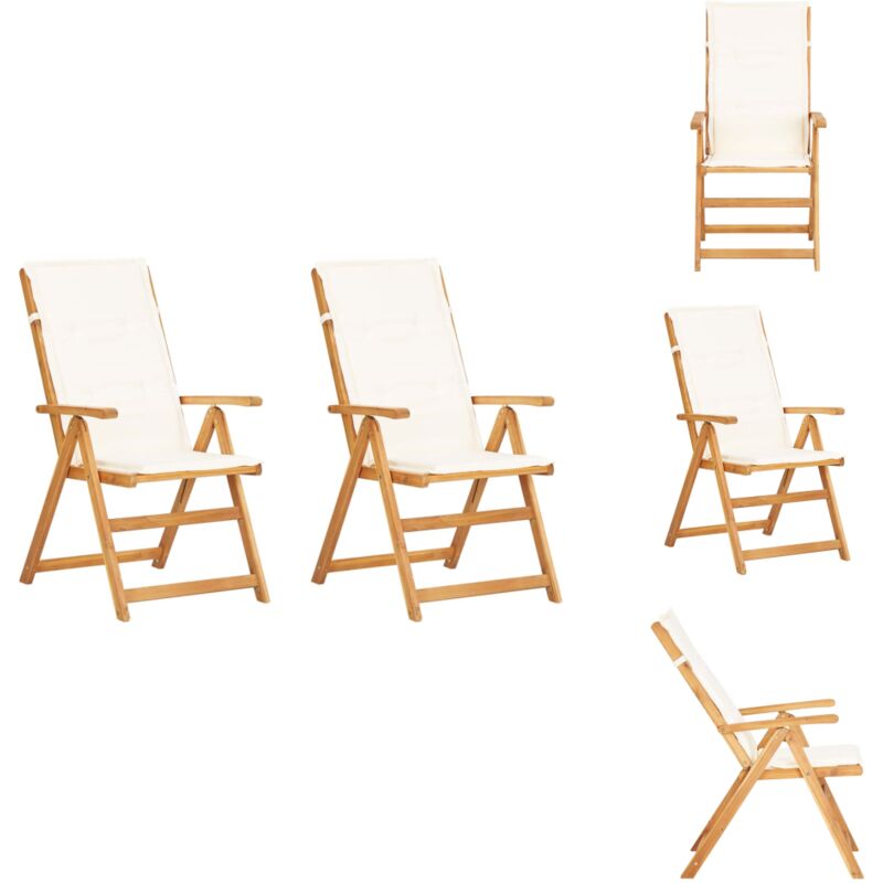 Chaises inclinables de jardin lot de 2 Bois solide d'acacia - Chaise De Jardin - Fauteuil De Jardin - Mobilier De Jardin - Acacia - Chaise Inclinable