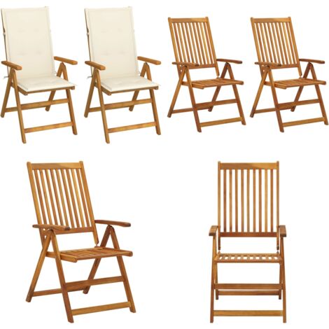 Chaises inclinables de jardin lot de 2 et coussins Bois acacia - Chaise De Jardin - Fauteuil De Jardin - Mobilier De Jardin - Chaise Inclinable - Chaise Pliante - Home & Living