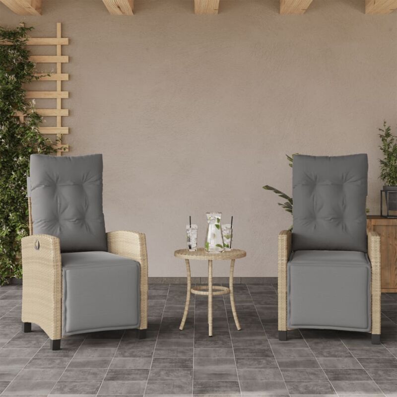 Chaises inclinables de jardin lot de 2 avec repose-pied rotin - Vidaxl