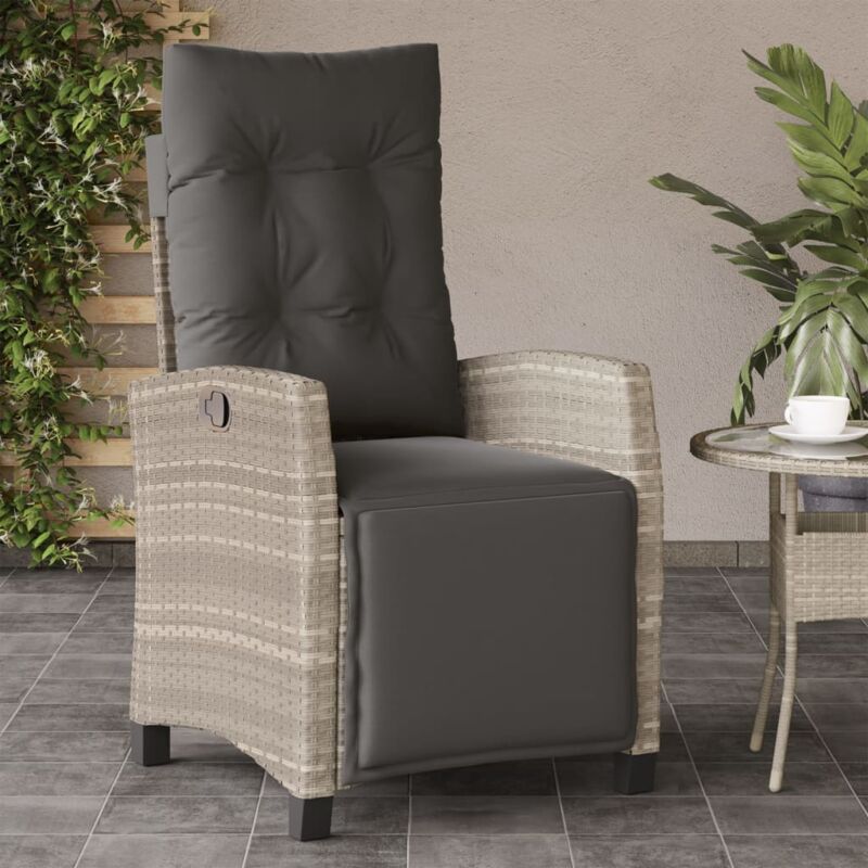 Chaise inclinable de jardin avec repose-pied gris clair rotin - Vidaxl