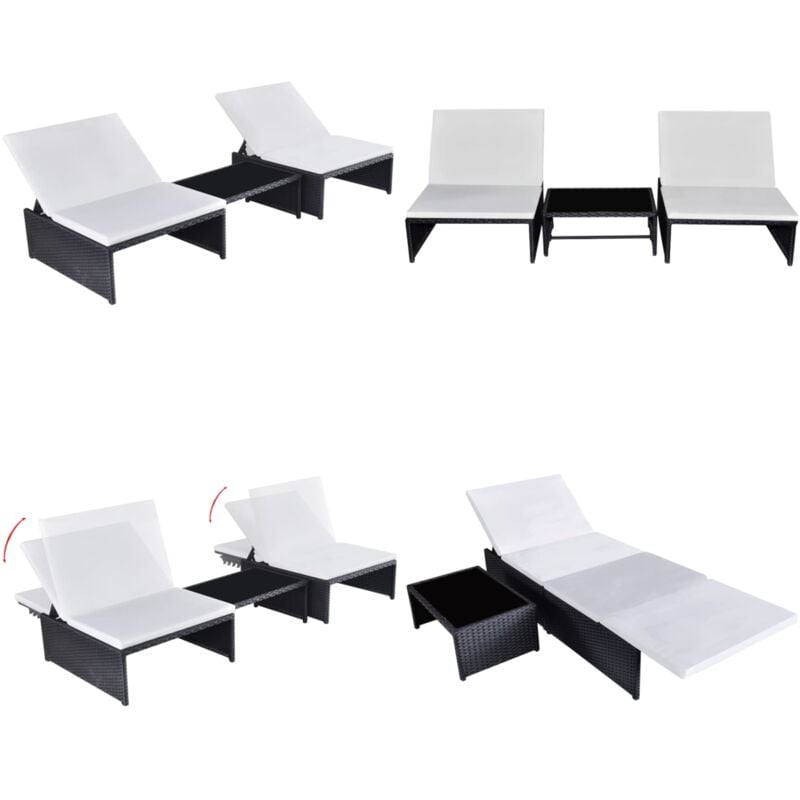 Chaises inclinables de jardin lot de 2 et table résine tressée - Chaise De Jardin Inclinable - Fauteuil De Jardin - Transats - Mobilier De Jardin