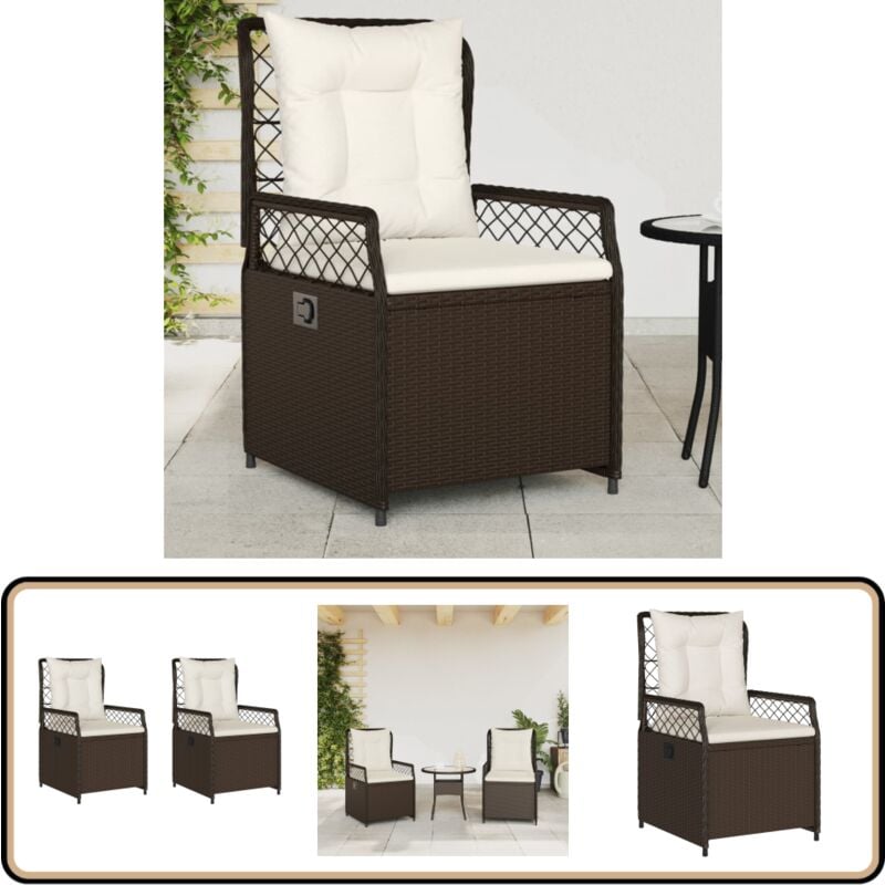 Chaises inclinables de jardin lot de 2 marron résine tressée - Chaise De Jardin Inclinable - Fauteuil De Jardin - Mobilier De Jardin - Chaise Patio