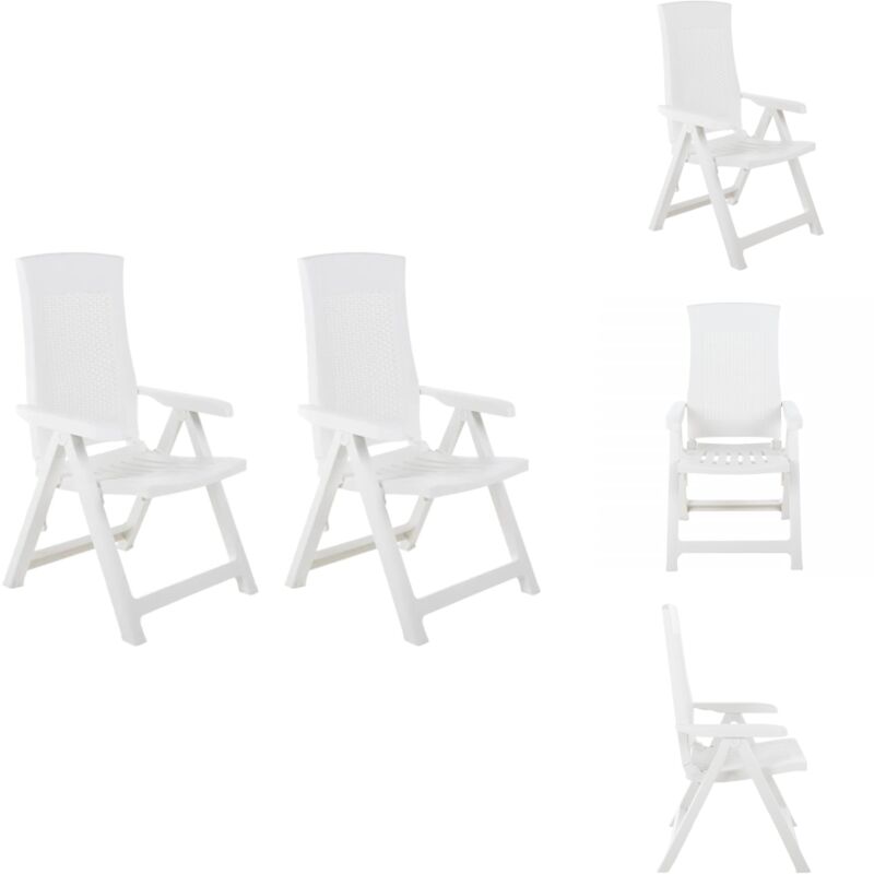 Chaises inclinables de jardin lot de 2 Plastique Blanc - Chaise De Jardin - Chaise Inclinable - Mobilier De Jardin - Meubles De Terrasse - Fauteuil